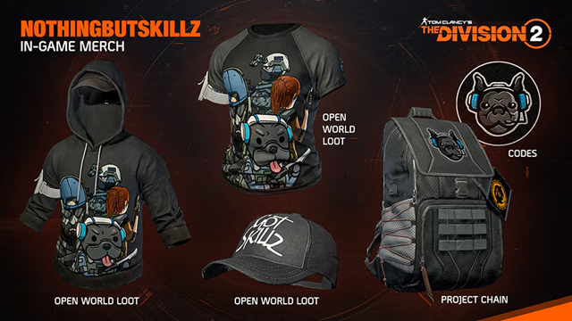 NothingButSkillz Apparel is now live in game! Screenshot the coolest picture of you in the gear and comment below. I will pick one lucky winner with a code for the Patch. #thedivision2   Like &amp; Retweet Good Luck Agents!