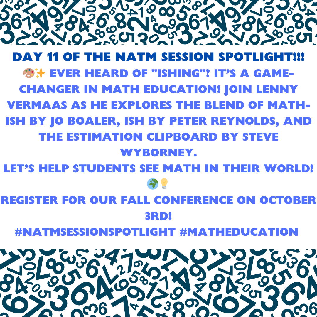 NATMathematics's tweet image. Unlock the power of &quot;ISHing&quot; for better problem-solving! 🧠✨ Join Lenny VerMaas as he delves into the magic of MATH-ish, ISH, and the Estimation Clipboard. Ready to transform math education? 📊 #NATMSessionSpotlight #MathEducation #Estimation