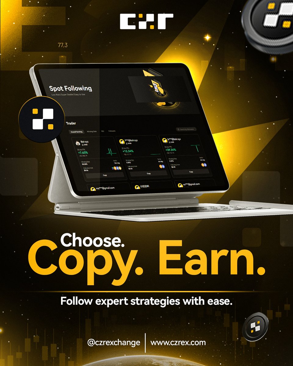 Choose. Copy. Earn.

With <a href="/czrexchange/">CZR</a>  Spot Following, you can follow expert traders &amp; copy their strategies in real time.

Trade smarter. Earn easier.

👉 czrex.com