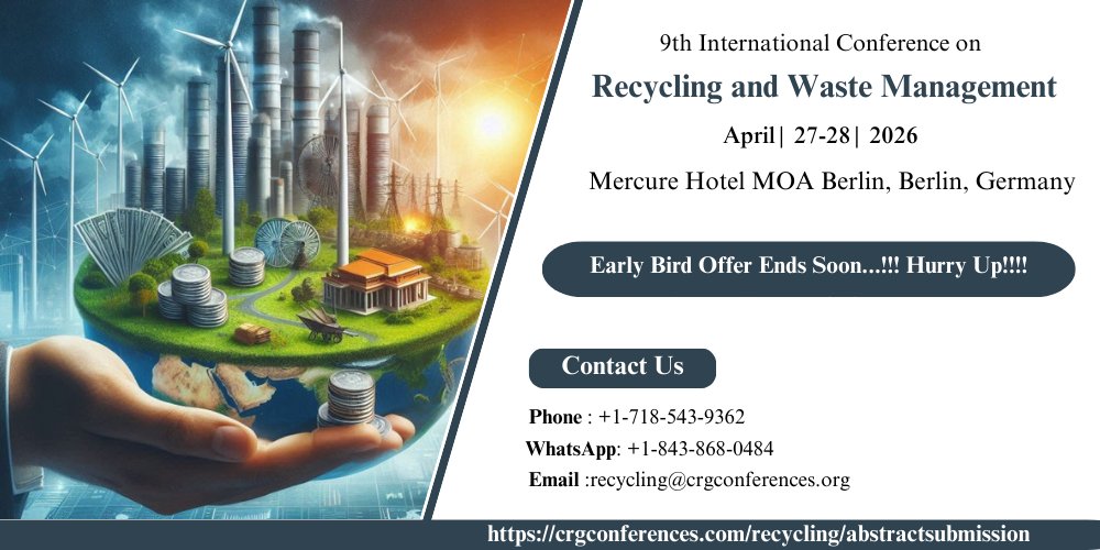 ⏳ Hurry – Early Bird Ends Soon!
Join global experts &amp; innovators at #Recycling2026.
📍 Berlin | 📅 April 27–28, 2026
🎟️ Lock in your early bird discount now: crgconferences.com/recycling/regi…
#RecyclingInnovation #EcoFuture #WasteToResource #GreenFuture