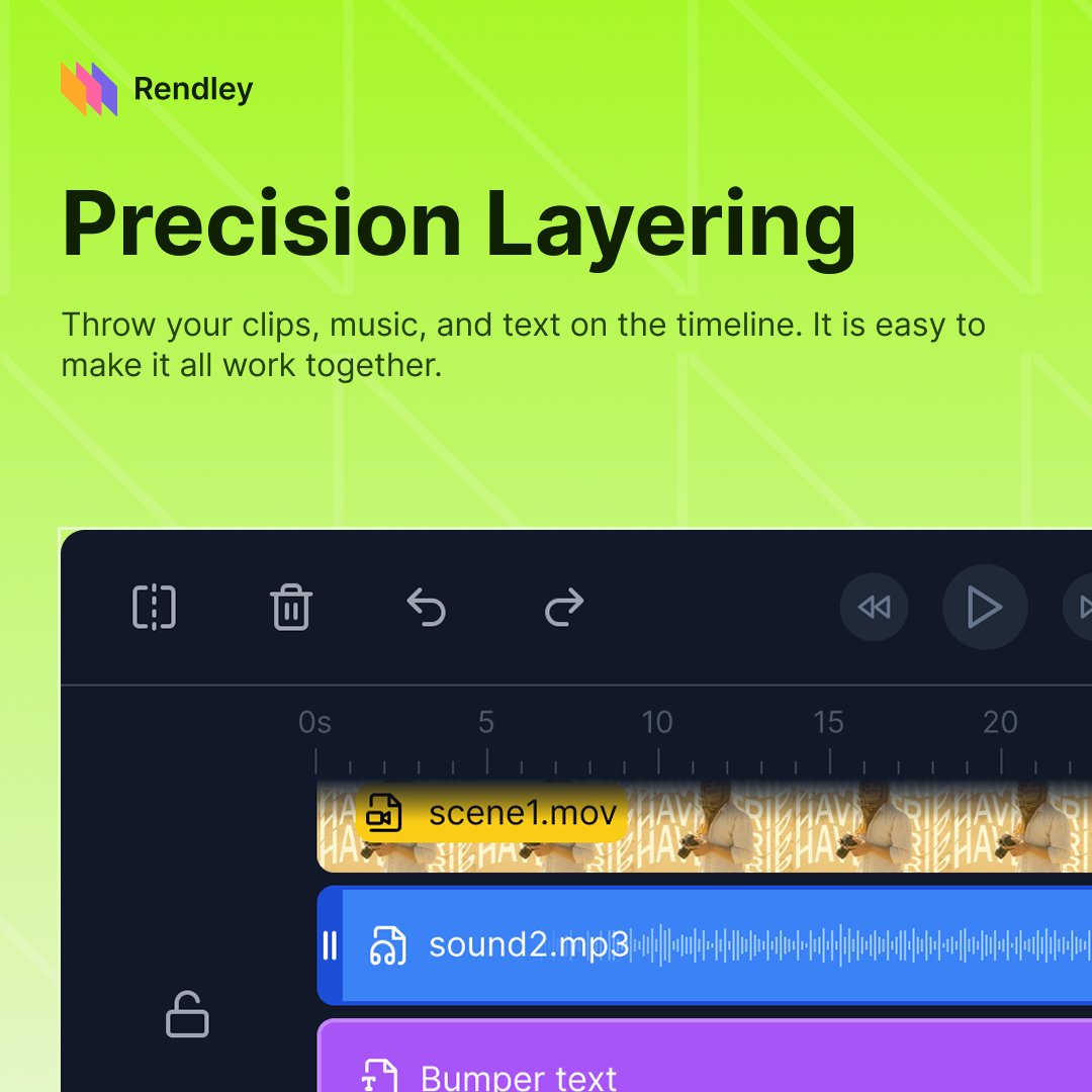 rendleyhq's tweet image. Cluttered timelines make editing difficult.

Rendley lets you throw your clips, music, and text on the timeline without the mess. We make it all work together, so you can focus on your story, not fight with tracks.

Try it out on rendley.com