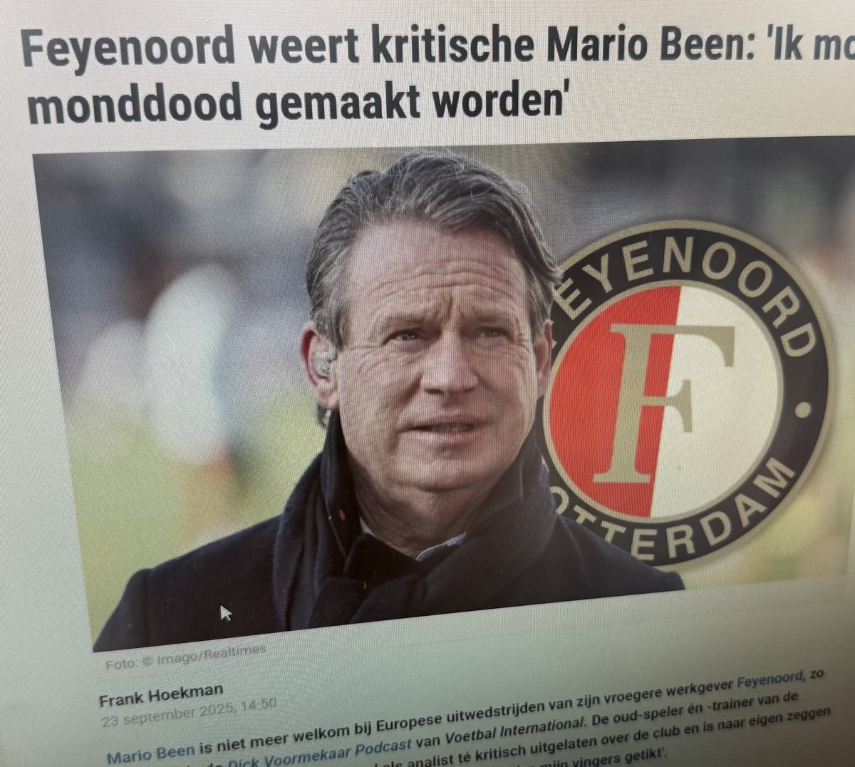 DesAjax's tweet photo. Dit is heel eng. Mario is een echte Feyenoorder en mag nu niet meer komen van wat incompetente figuren in het maasgebouw. Trieste bende. #feyenoord #mariobeen @Dickvoormekaar2 https://t.co/B9OpxLV0NP