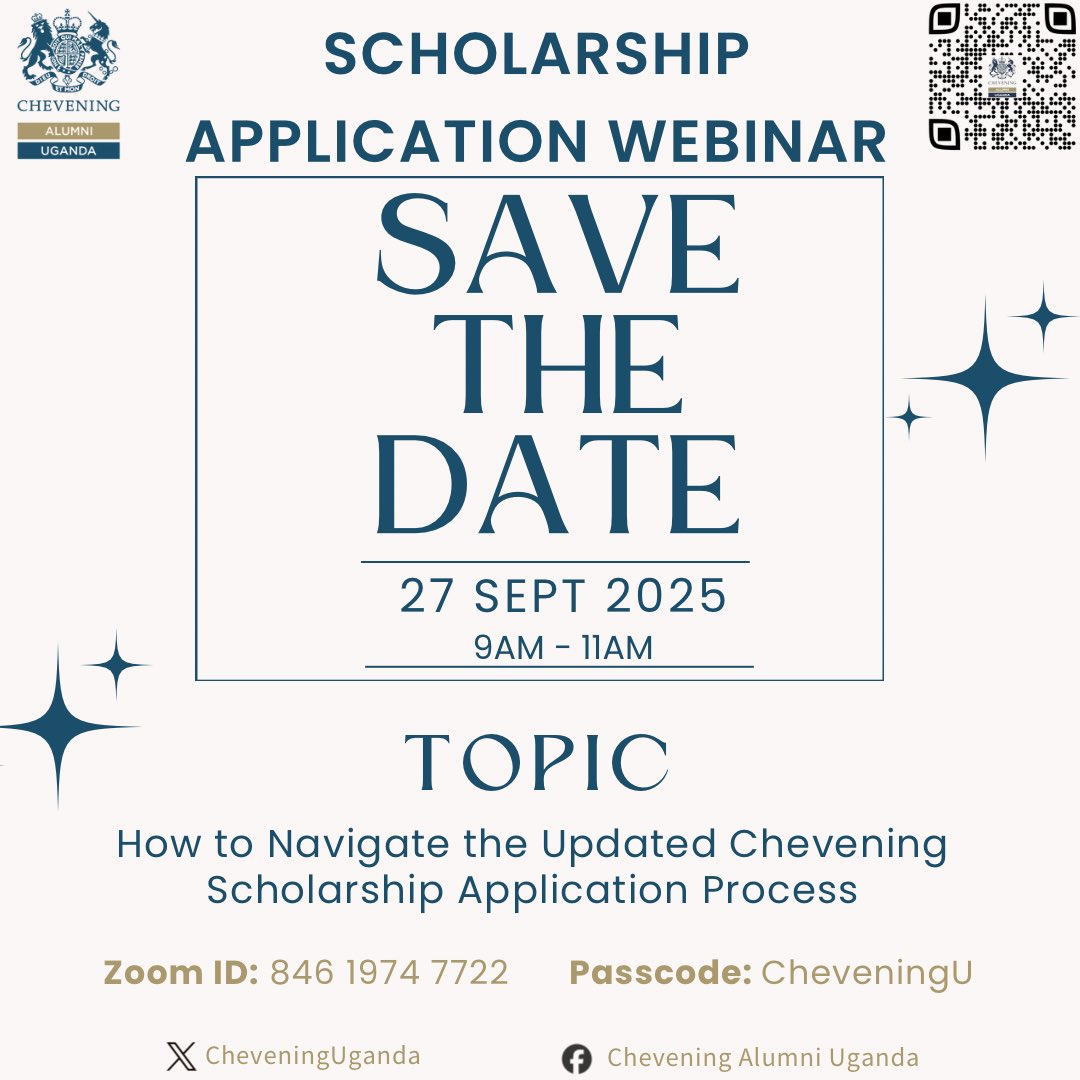 As the Chevening Scholarship application deadline approaches, we have organised another webinar to guide you through the updated application process. 

This is a great opportunity you won’t want to miss. The webinar is scheduled for Sat, 27 Sept 2025, from 9:00am to 11:00am.