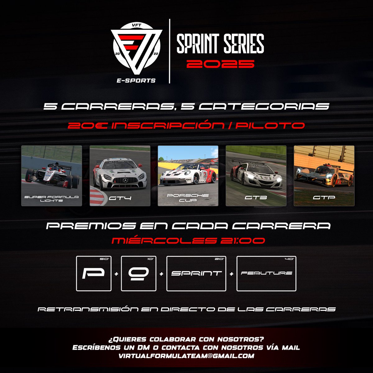 ¿Quieres correr entre los mejores y pelear por premios cada carrera? En las #VFTSprintSeries25 podrás hacerlo realidad, premios en cada carrera y oportunidades para todos los corredores.

Quieres participar? ⬇️
discord.gg/kpXm35Seer