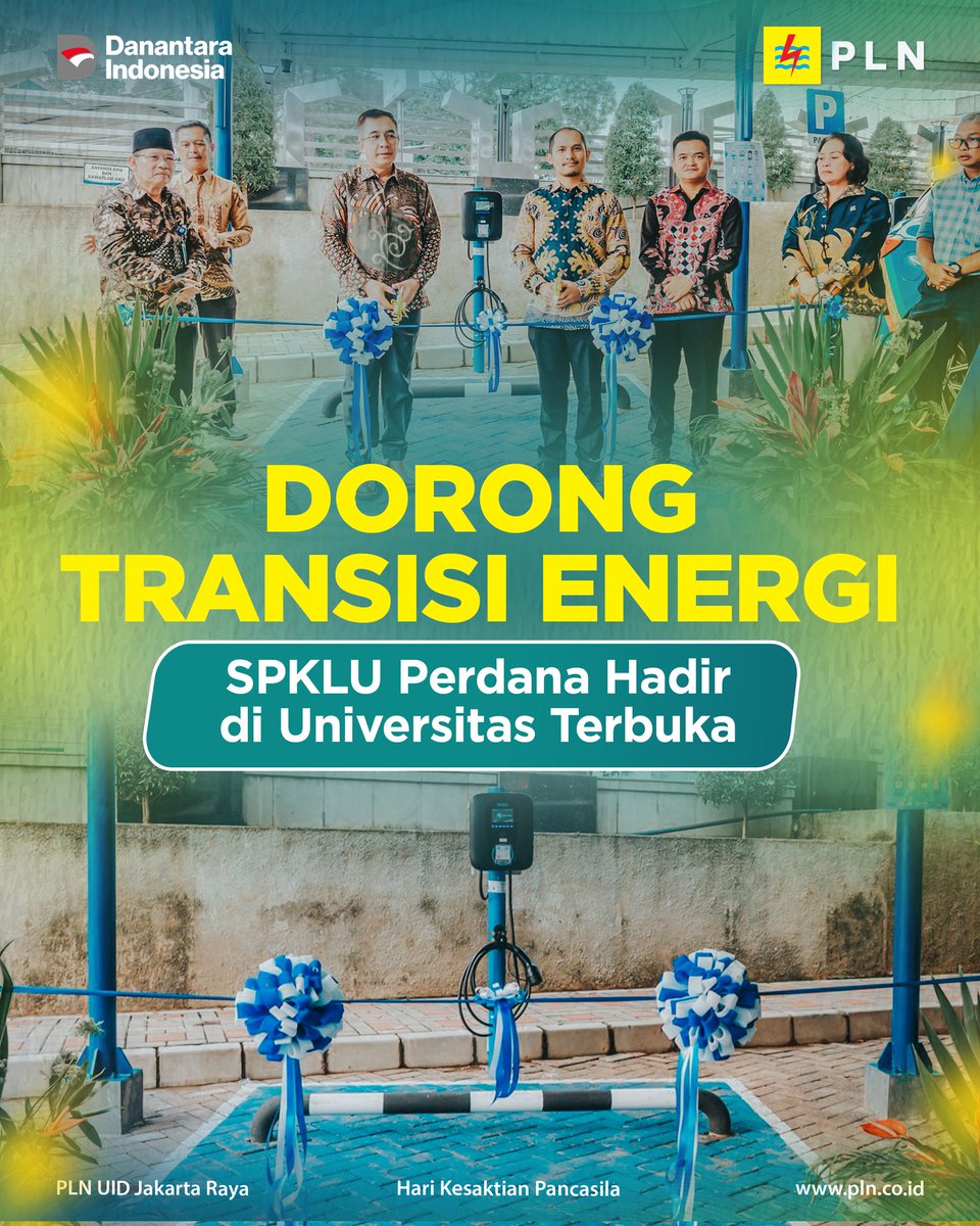 SahabatPLNJkt's tweet image. PLN UID Jakarta Raya resmi menghadirkan SPKLU pertama di Universitas Terbuka, Tangerang Selatan. Langkah ini jadi awal baru buat dorong kendaraan listrik makin dekat dengan masyarakat.

#PLNDisjaya #SPKLU #ElectricVehicle #GreenEnergy #TransisiEnergi