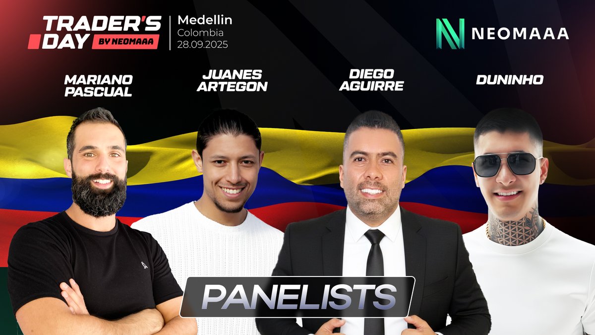 🎯 Trader’s Day Medellín 🇨🇴 – Sept 28
💎 Free event for traders of all levels!
🎤 Roundtable with Mariano Pascual, Juanes Ortegón, Diego Aguirre &amp; Duninho.
⚡ Limited spots → register now!
🔗 shorturl.at/cK3sS