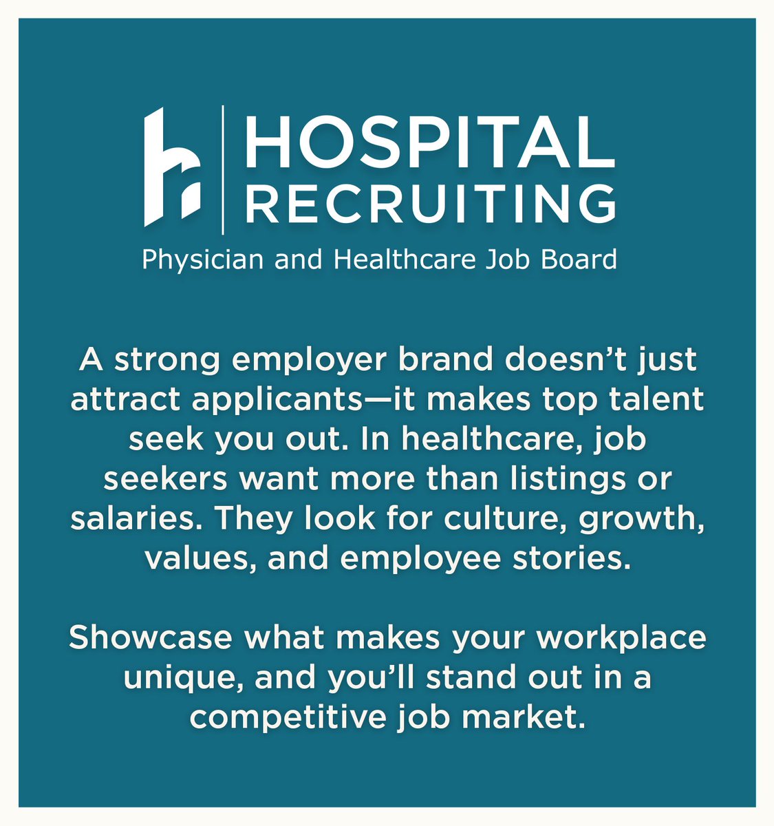 HospitalRecruiting offers employer branding with every job posting. Include relevant links, logos, banners, and an About Us section with every ad.

To learn more, visit hospitalrecruiting.com/pricing-inform…

#Healthcare #recruitment #Recruiting #PhysicianRecruiter #employerbranding #hospital