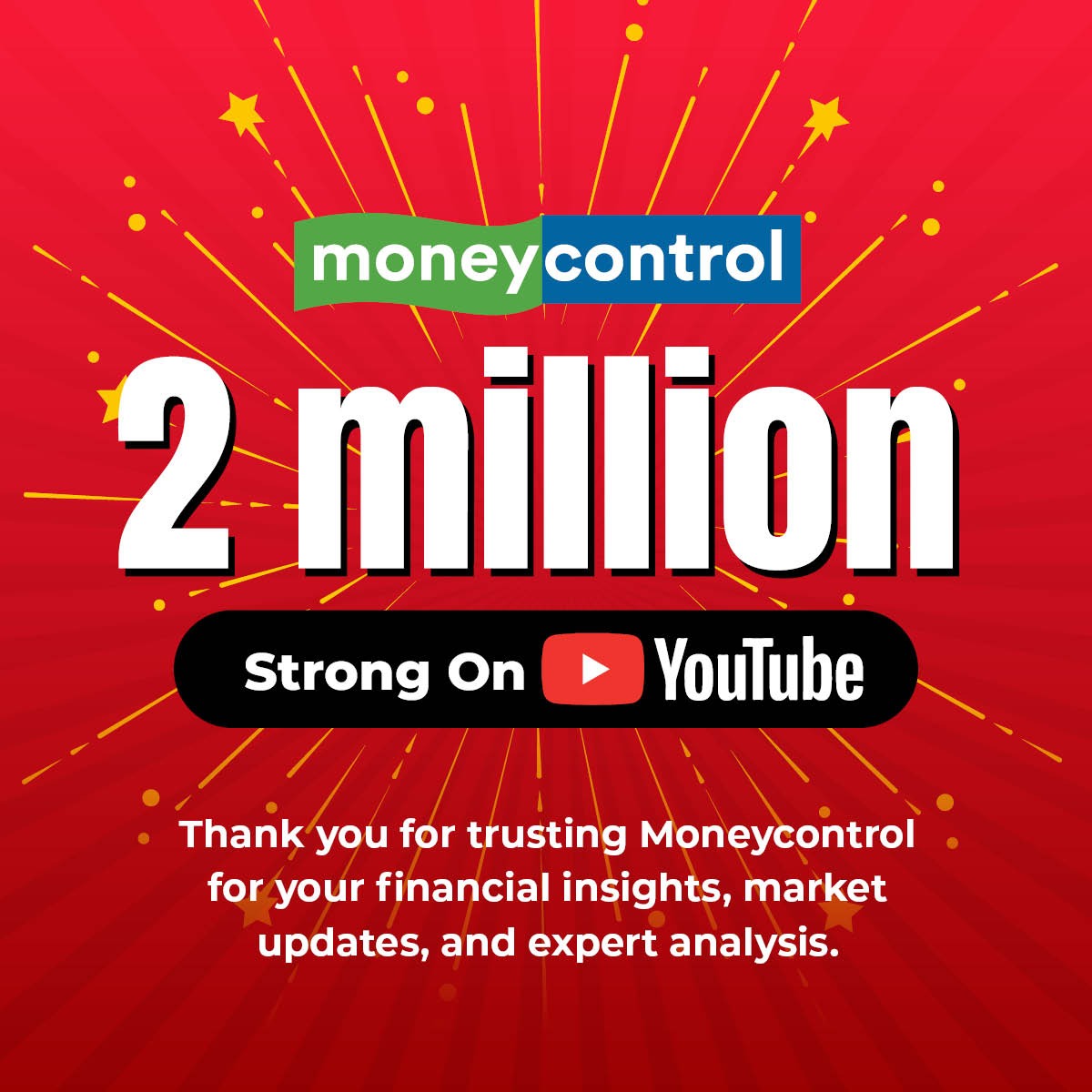 moneycontrolcom's tweet image. 🎤🔈We’re now a 2 MILLION strong community on YouTube!
Thank you for making Moneycontrol your go-to destination for market insights, business news, and expert analysis on all things politics and policy.
Here’s to growing and learning together!
👉 Not subscribed yet?
Join…