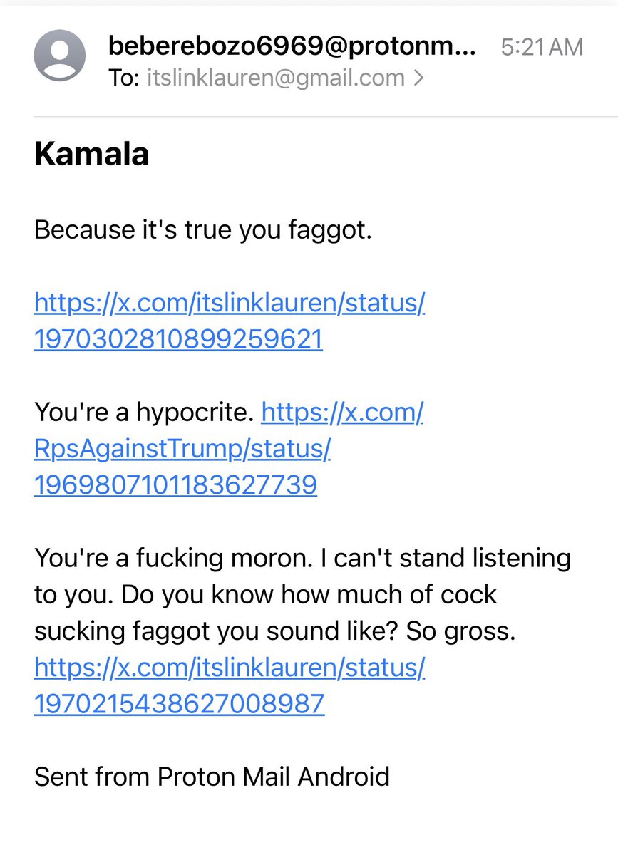 itslinklauren's tweet image. One of many emails I woke up to from Kamala’s supporters. The party of joy and unity! They’re upset I called out the hypocrisy in her not choosing Pete Buttigieg to be VP because he’s gay. 

Republicans don’t care about my sexuality or who I love. They care about the content of…