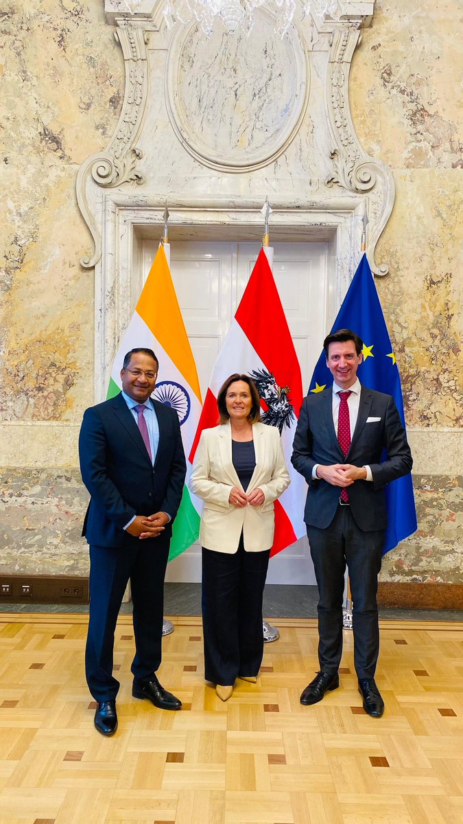 A special roundtable was organised by the Embassy in partnership with BMWET and <a href="/WKOe/">Wirtschaftskammer Österreich</a> in Vienna today. 

Ambassador <a href="/shambhukumaran/">Shambhu S. Kumaran</a> briefed senior officials of the Ministry and representatives of Austrian companies, banks &amp; business chambers on India’s ongoing growth story in the