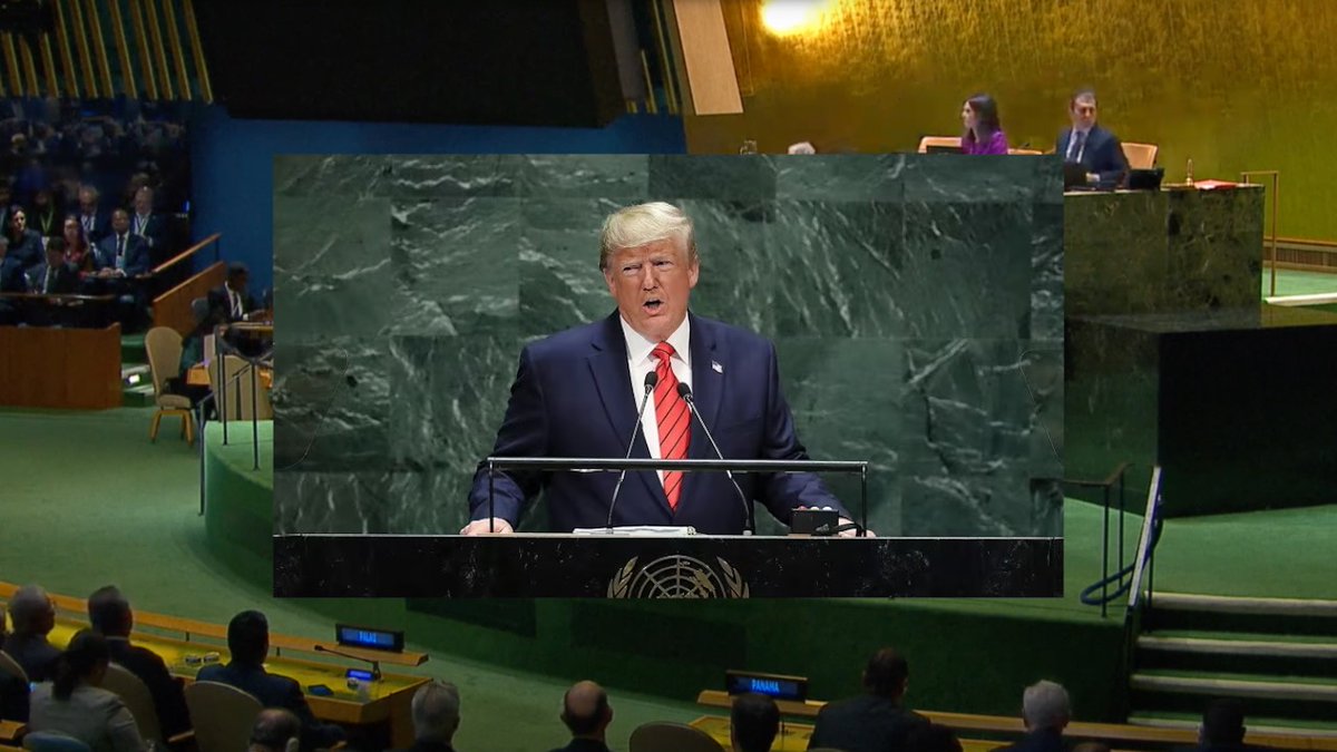 US President #DonaldTrump speaks at the #UnitedNations 2.50pm view LIVE wp.me/p4BB8h-1wTd due to call for peace #Gaza #Palestine #Israel #ynuktv