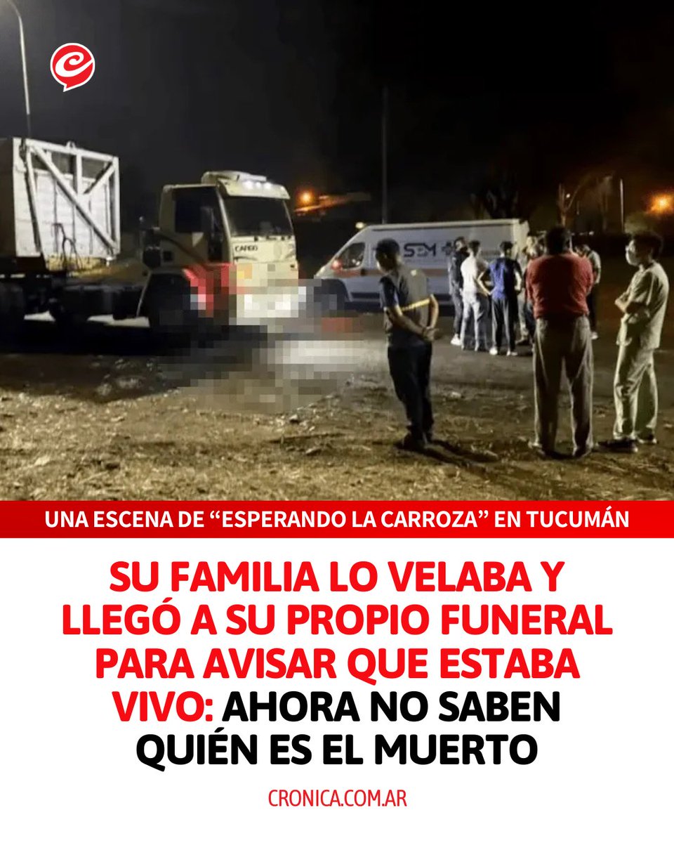 😳LLEGÓ GRITANDO “ESTOY VIVO”

❌Un insólito hecho ocurrió en la provincia de Tucumán donde un joven de 22 años irrumpió en su propio funeral en la localidad de Villa Carmela, al grito de “¡Estoy vivo!” lo que provocó la confusión generalizada entre familiares y vecinos. Ahora,