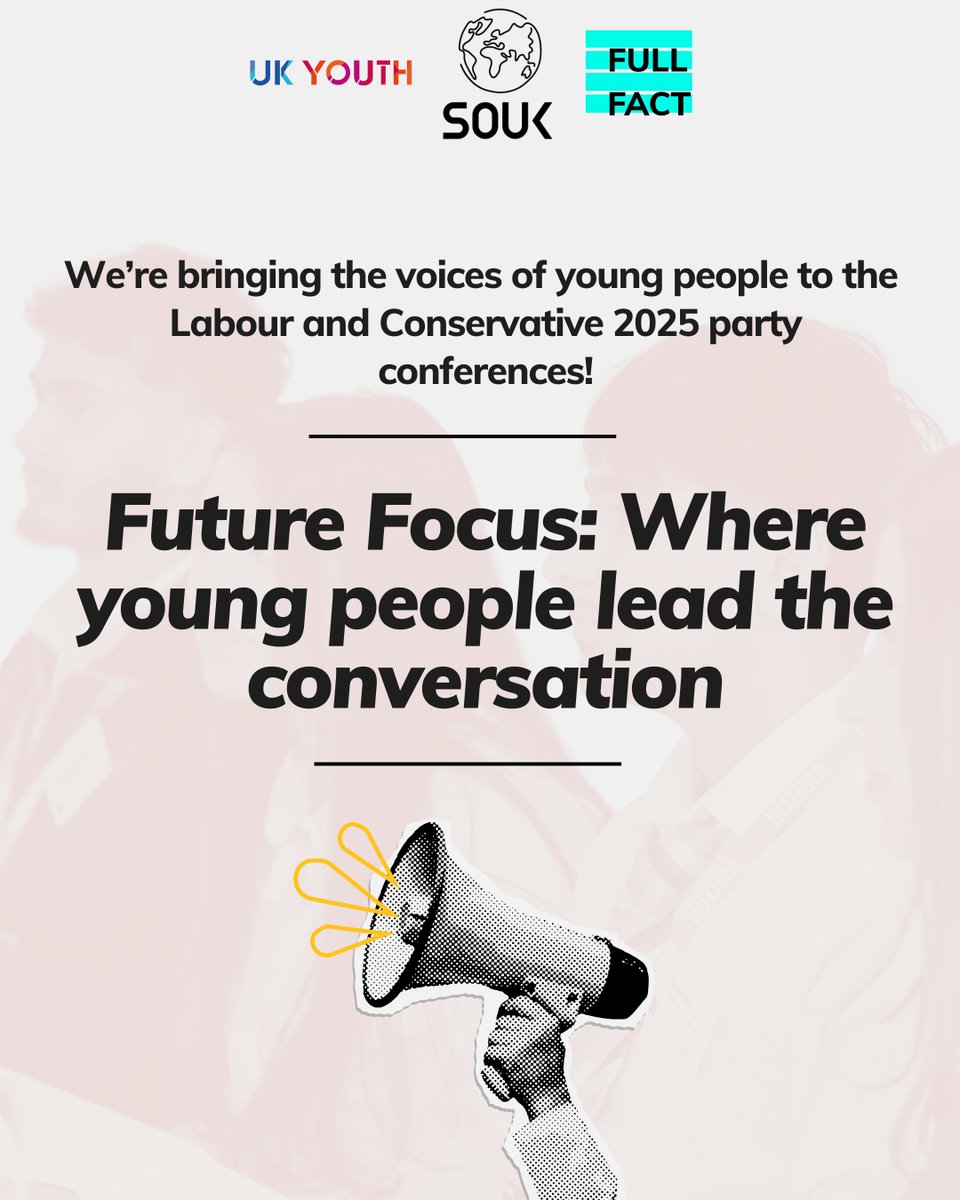 What issues matter most to young people?
Join our  <a href="/FullFact/">Full Fact</a> , <a href="/Shoutout_UK/">Shout Out UK</a> , and <a href="/UKYouth/">UK Youth</a>   events at the Labour &amp; Tory party confs to hear our youth panel ask MPs the tough questions on Votes at 16, the cost of living, and more. 
Sign up here: bit.ly/3Vsjwrc