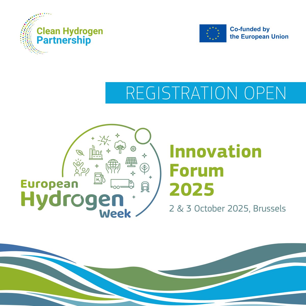 CleanHydrogenEU's tweet image. 💙Few seats left for the EU Hydrogen Innovation Forum 2025! Be part of the #hydrogencommunity &amp;amp; join us 2–3 Oct in Brussels for high-level panels, discussions &amp;amp; networking.✨Spotlight on start-ups driving Europe’s #cleanenergy #transition. Register here➡️ lnkd.in/ecC8BxA7