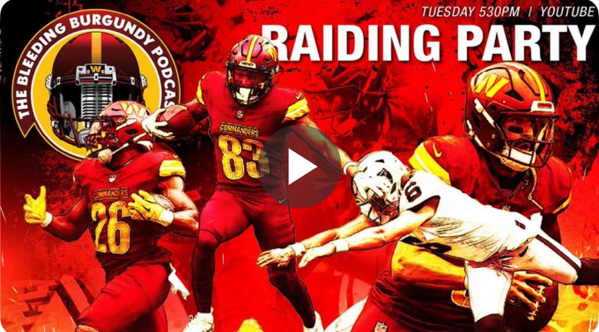 #Commanders nation, unless you’ve been hiding under a rock you must know that Tuesdays mean it’s time to pop over to YouTube &amp; join <a href="/BleedingBurgPod/">Bleeding Burgundy Podcast</a> at 5:30pm EST link below 👇🏻👇🏻👇🏻 with <a href="/Jessys24/">Bleeding Burgundy in The Bunker</a> <a href="/BangRadioHour/">John Tayman</a> &amp; <a href="/mtayman10/">Max Tayman</a> #RaiseHail 

youtube.com/live/4-2v2Wd7o…