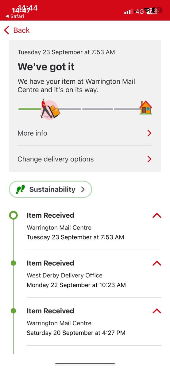 Shocked to discover <a href="/RoyalMail/">Royal Mail</a> can’t deliver from West Derby to Tuebrook. What’s next, Mars missions? 🛰️