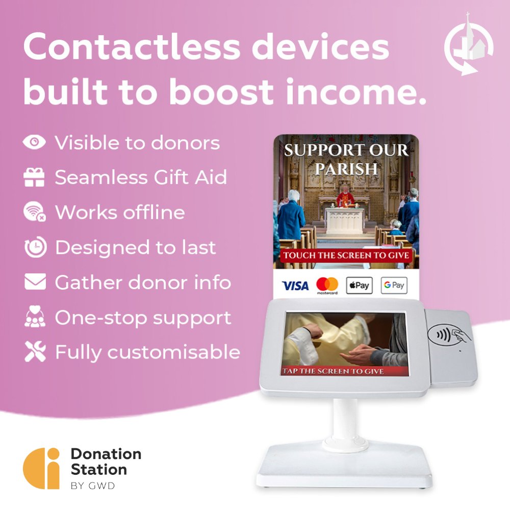 👋Hi from <a href="/GWD_UK/">GWD</a>!

We’re proud to partner with <a href="/YourCMP/">Churchmarketplace</a>, bringing exclusive discounts on long-lasting #ContactlessGiving solutions💫

📈Boost donations today with GWD’s proven fundraising tech: bit.ly/3K7yC2J

#CatholicChurch #ContactlessDonations #TechForGood