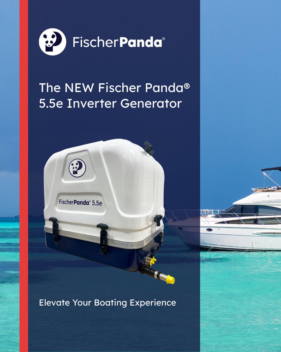 FischerPandaUS's tweet photo. The NEW Fischer Panda 5.5e ⚡
Small • Light • Quiet — compact design, smart controls &amp; reliable power in one.
✅Runs essentials
✅Easy to install
✅Smart troubleshooting
Learn more 👉 https://t.co/KkO1RqZY9w | (800) 508-6494
#FischerPanda #QuietPowerAnywhere https://t.co/Cb0LWV89Mw
