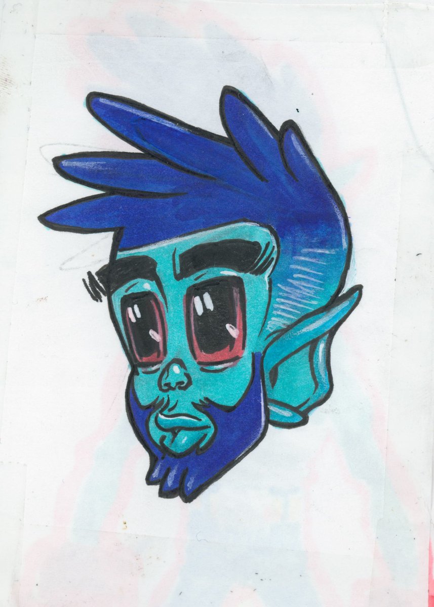 Mickezilla's tweet image. 😈 A close-up of Dirk the Duppy wielding his lass with a toothless, devious grin. Plus Bonus mini sketch!

👇 Mischievous or sinister, how does Dirk read to you?

#CrossoverWorld #DirkTheDuppy #OCShowcase #CharacterDesign #CopicMarkers