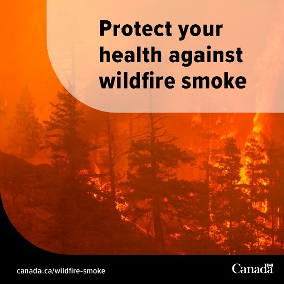 ECCCWeatherNB's tweet image. A wildfire near Grand Lake in northern Queens County is causing poor air quality in the local area. #AirAware #NBStorm