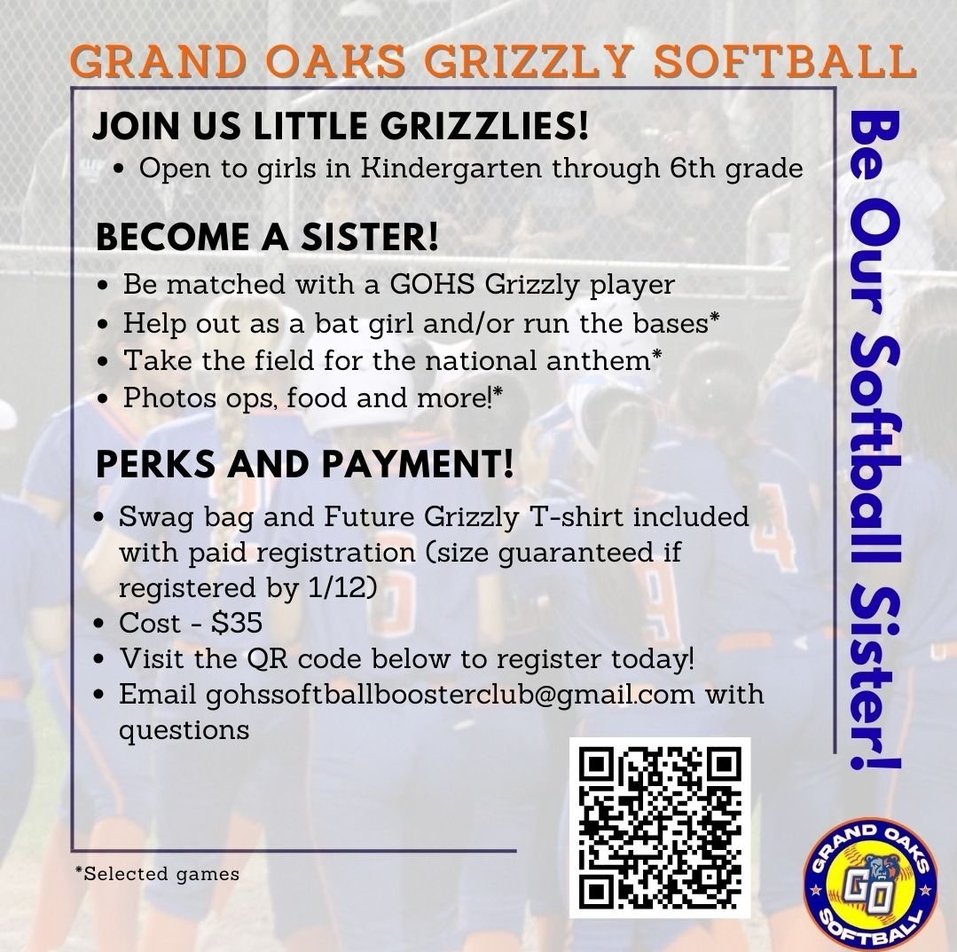 📣Calling all Littles📣

Come be our Softball Sister for the 2026 season! Please share with anyone that might be interested 🧡🧸💙