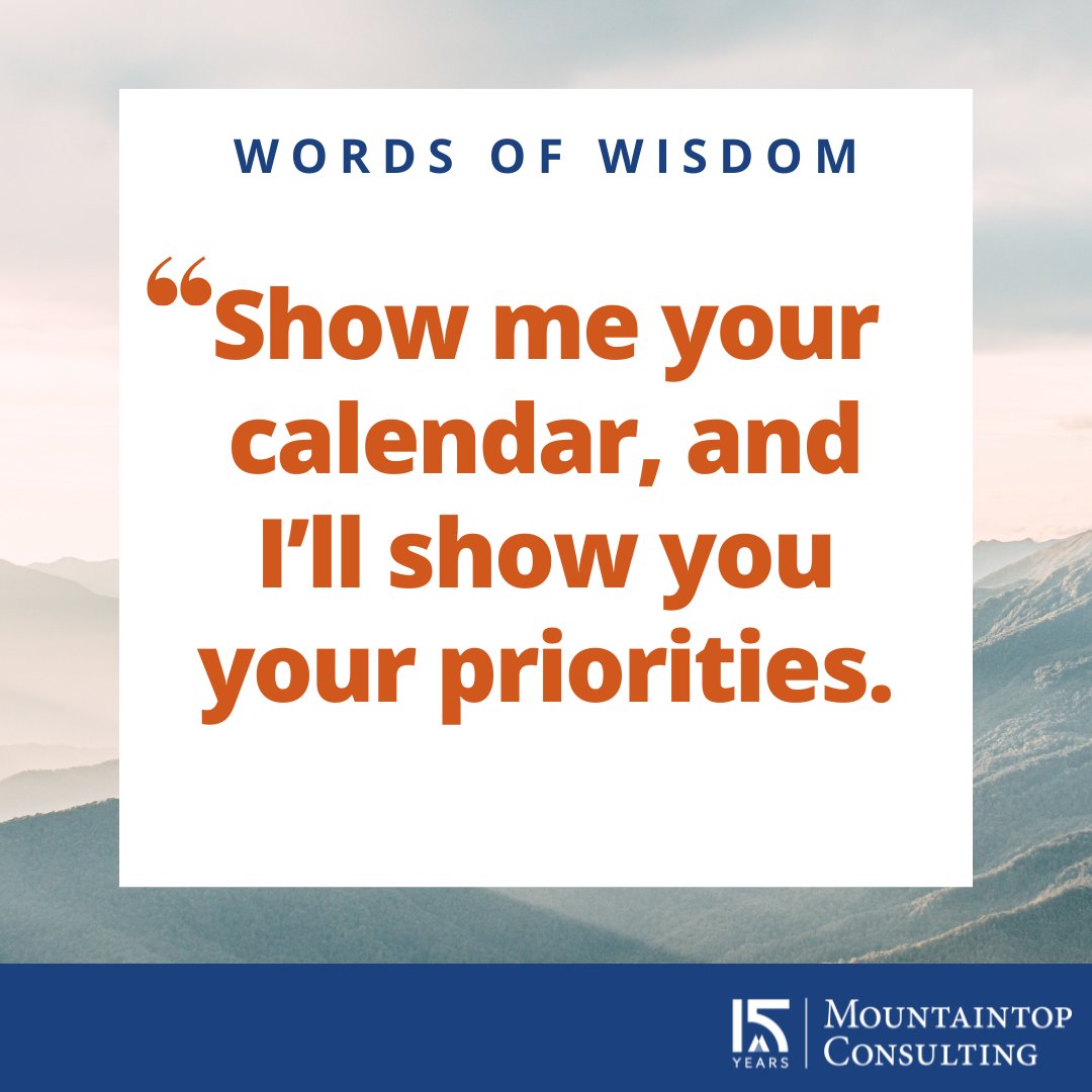 Calendars are productivity tools - and mirrors into what really matters to us. Here’s a reminder to check that you are scheduling your priorities, not just prioritizing what’s on your schedule.

#Priorities #WordsOfWisdom