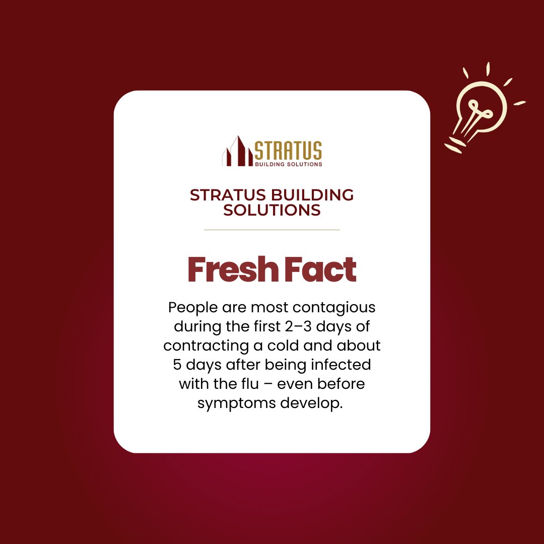 stratussask's tweet photo. Another Fresh Fact coming your way! 
Be cognizant of cold and flu season! Push fluids, wash hands frequently, and increase your cleaning frequency. Stratus Building Solutions of #YXE can also help your organization fight against this season with flexible commercial cleaning ✨ https://t.co/ueh65U4bJO
