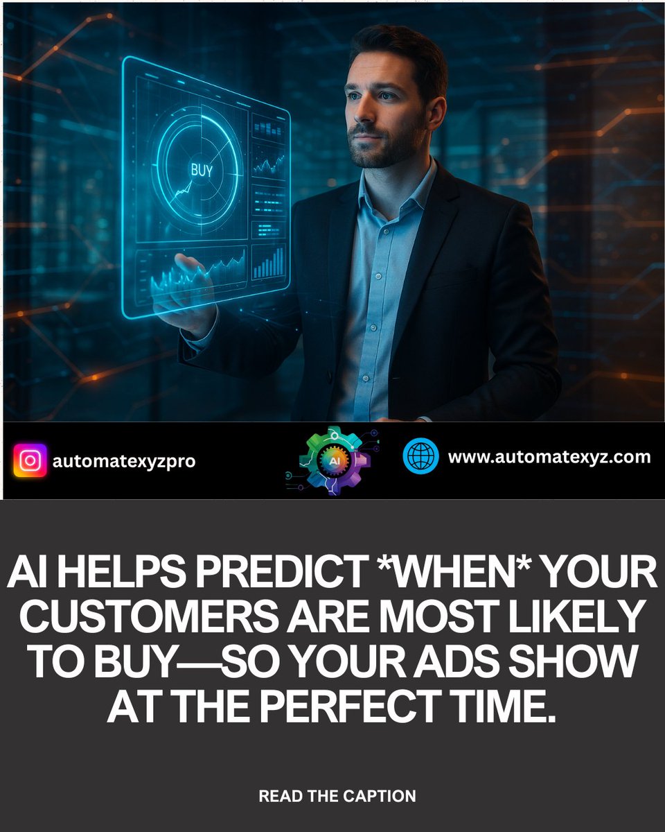 automatexyzpro's tweet image. AI helps predict *when* your customers are most likely to buy—so your ads show at the perfect time.
bit.ly/3TzOaxX
#AI #CustomerInsights #Advertising #MarketingStrategy #PredictiveAnalytics #TargetedAds #TimelyMarketing #BusinessGrowth #DigitalMarketing…