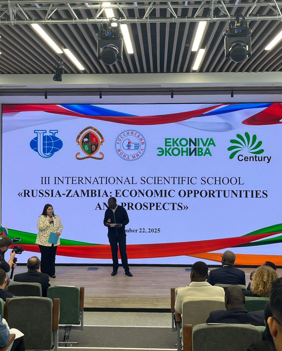 RusembZ's tweet image. On 22 of September in Moscow - The III International Scientific School “Russia-Zambia: Economic Opportunities and Prospects” opened at RUDN University’s Faculty of Economics. #RussiaZambia #RUDN #AcademicCooperation