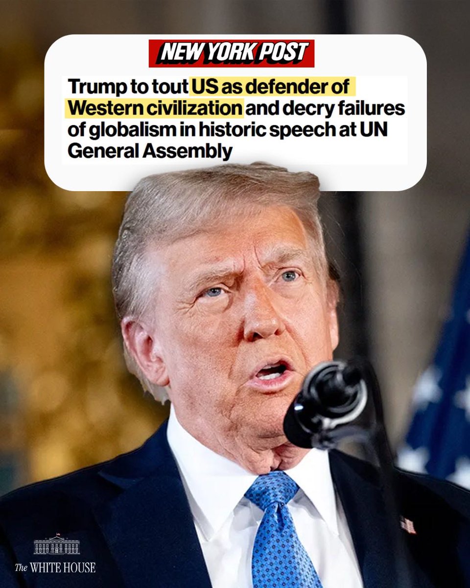 SOON 📰 <a href="/nypost/">New York Post</a>: Trump to tout US as defender of Western civilization and decry failures of globalism in historic speech at UN General Assembly