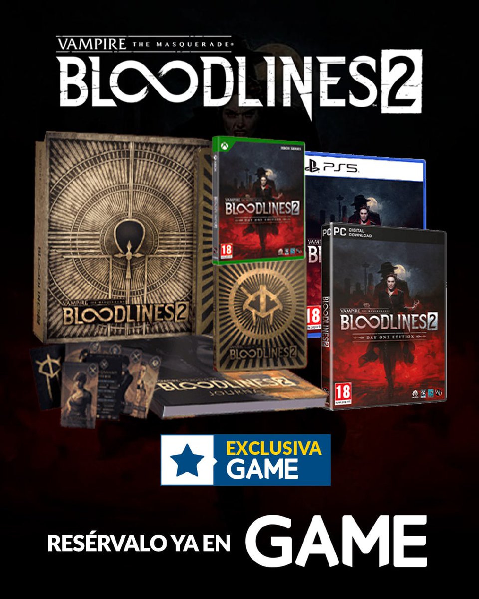 ¡Vanpiro esiten! 🧛‍♀️

Ya puedes reservar Vampire The Masquerade Bloodlines 2 en GAME.👇

🦇 Day One: ow.ly/tmOK50X0RyG
🧄 Premium (Exclusiva): ow.ly/rXiU50X0RyF