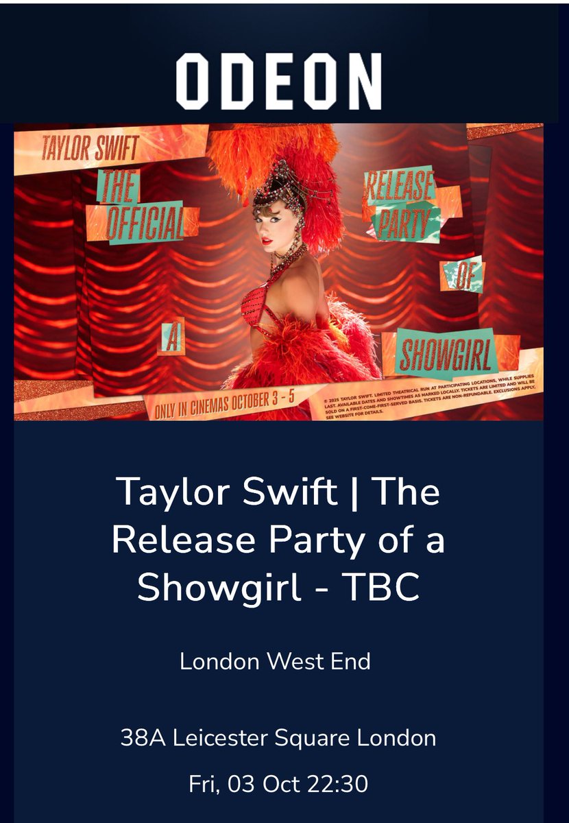 iSwiftStarlight's tweet image. ✨ SELLING - 2 Tickets - The Release Party of a showgirl ✨
- London West End 
- Friday 3rd October 
- 22:30 Showing 

💌Please share for those who didn’t manage to get tickets !!🎫
