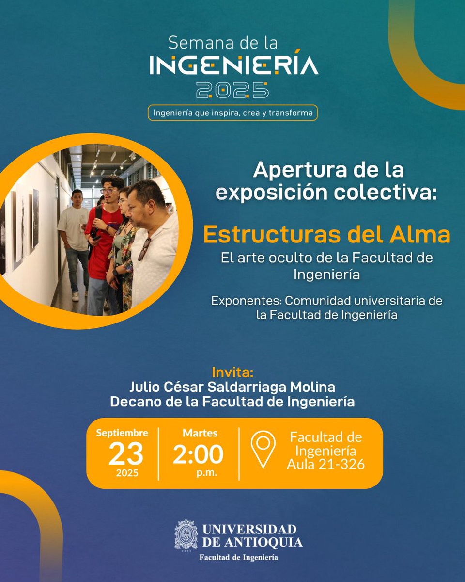 💚Son muchos los talentos escondidos entre los habitantes de la Facultad; por ello hoy 23 de septiembre te invitamos a la inauguración de la nueva exposición "Estructuras del Alma".

🎨Fotografía, pintura, talla en madera y otras expresiones artísticas estarán en nuestra Galería.