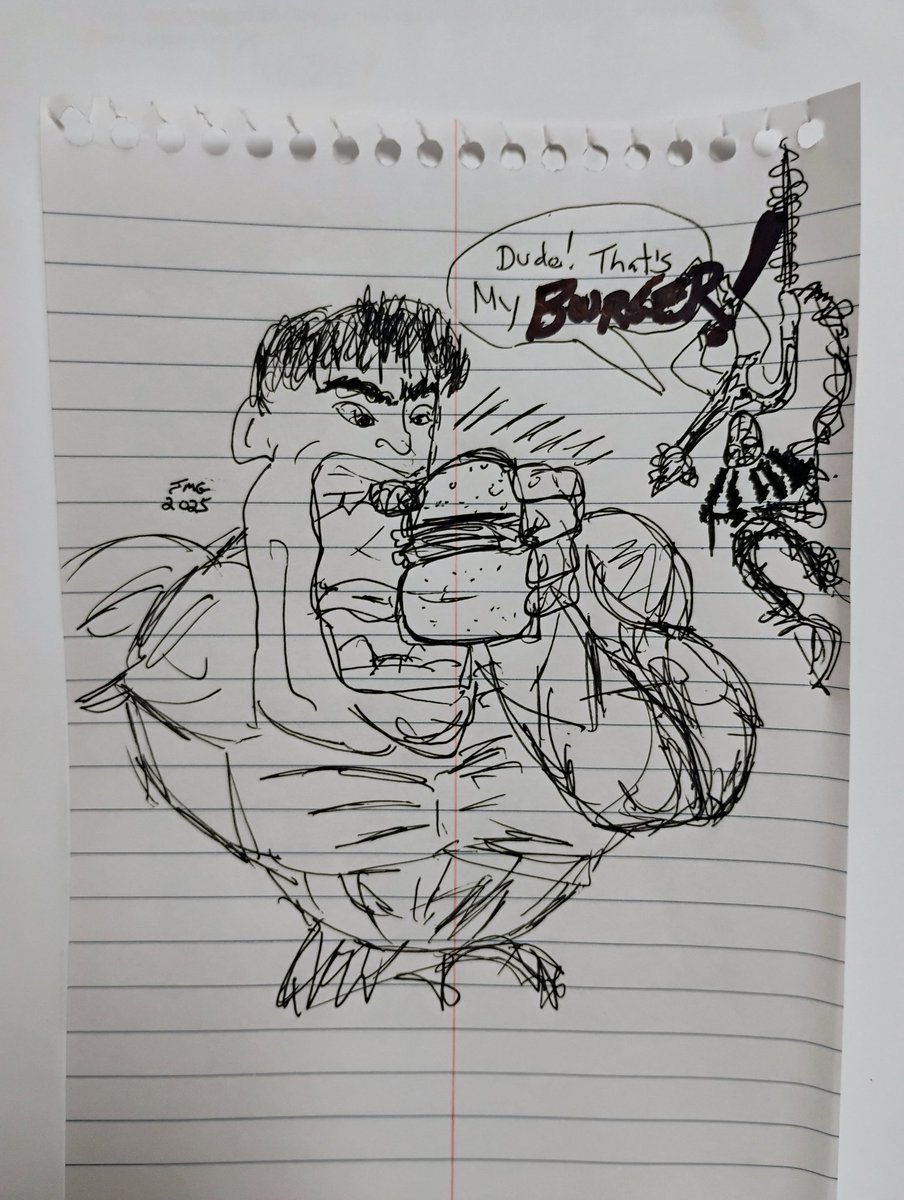 josemgpresents's tweet image. Sorry, Spidey! Hulk was hungry.
#spidey #gospidey #marvelsuperheroes #marvelcomics #drawing #art #humor #theamazingspiderman #theincrediblehulk #hamburger #burgers #sketchbook #artist