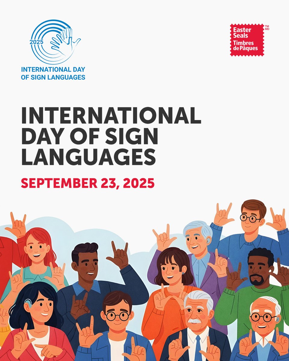 Easter Seals Canada (@easterseals) on Twitter photo Today is the International Day of Sign Languages — a day to celebrate the richness of sign languages and advocate for their recognition worldwide.
When we support and promote sign language rights, we ensure that everyone has the freedom to express themselves and connect with Today is the International Day of Sign Languages — a day to celebrate the richness of sign languages and advocate for their recognition worldwide.
When we support and promote sign language rights, we ensure that everyone has the freedom to express themselves and connect with