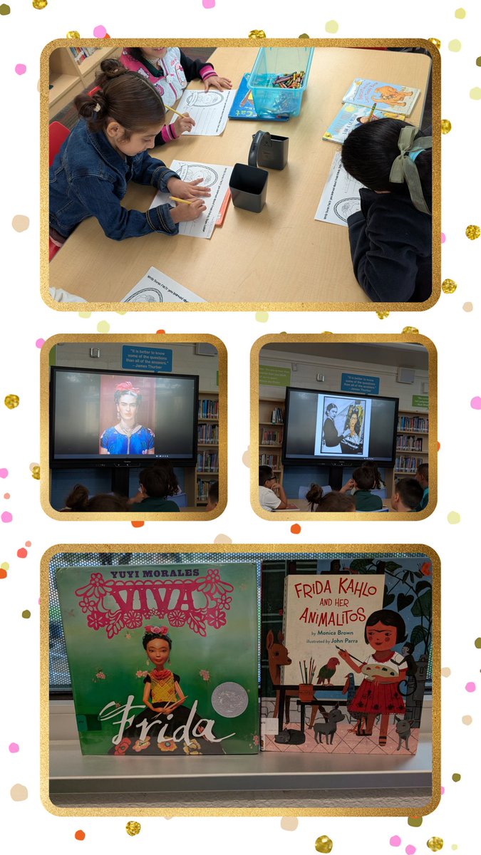 MsPatelLibrary's tweet image. Our students kicked off Hispanic Heritage Month by exploring the life of Frida Kahlo! ✨ We read books, learned what inspired her iconic portraits, and shared amazing facts in thoughtful discussions. A colorful start to the month! 📚🎨 @CasaViewES @DISD_Libraries
