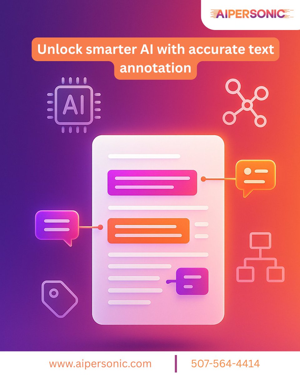 TheAIPersonic's tweet image. #TextAnnotation #AI #MachineLearning #DataLabeling #NLPSolutions #AITraining #AnnotationServices #AIData #ArtificialIntelligence #AIPERSONIC