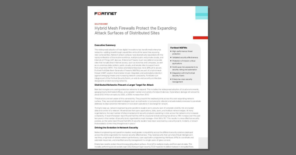 CSPiTechSol's tweet image. As networks expand, so do risks. 🛡️ Download the brief to see how @fortinet&apos;s hybrid mesh firewalls keep distributed sites secure. stuf.in/bh5kz8