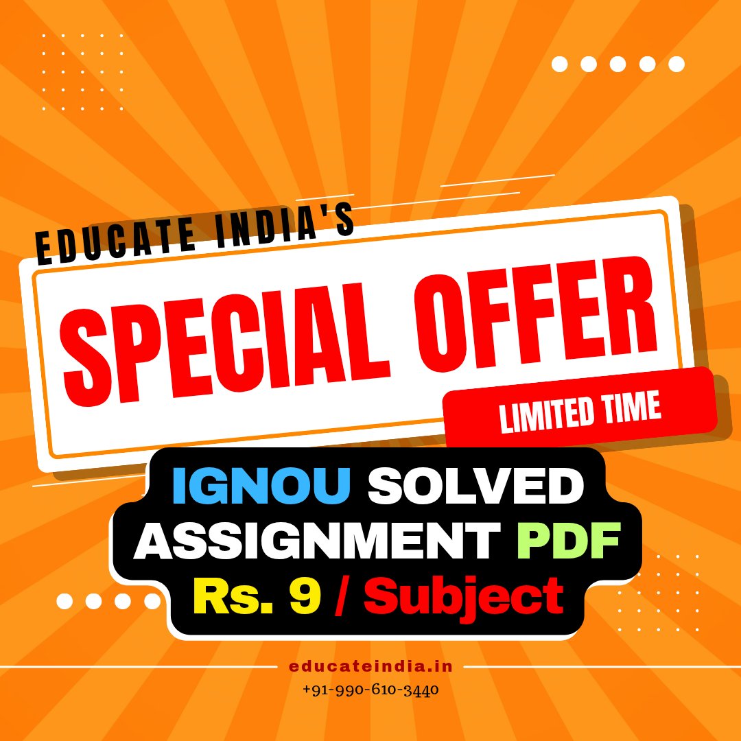 educateindia_in's tweet image. 🚨 SPECIAL OFFER 🚨
Get #IGNOU Solved Assignment PDFs for just ₹9/Subject! 🎓
Limited Time | Reliable Content | Easy Access
👉 Visit shop.educateindia.in
#ignousolvedassignment #ignouassignment #ignousolution