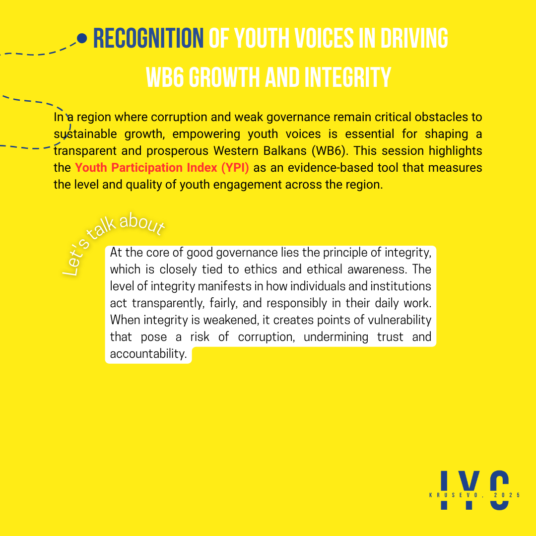 🌟 Youth voices matter more than ever!
At #IYC2025 we’re putting young people in the spotlight as drivers of change, growth, and integrity in the Western Balkans. 💡
📅 25–29 Sept 2025
📍 Kruševo, North Macedonia

#KrusevoConference #YouthVoices #FutureForward