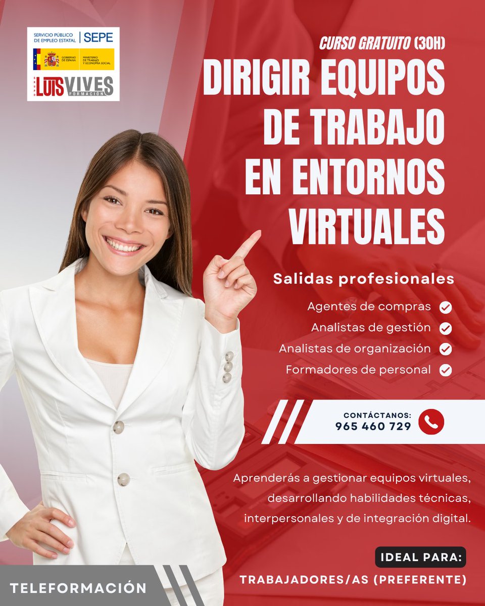 LVformacion's tweet photo. 💻 Curso GRATUITO (30h). Aprende a gestionar, coordinar y motivar equipos online, desarrollar habilidades técnicas e interpersonales y superar retos de la virtualidad. Plazas limitadas!

🌐 https://t.co/R0sqrKTAoN

#CursosGratuitos #CursosGratis #Teletrabajo #Liderazgo https://t.co/r0KKQttFQe