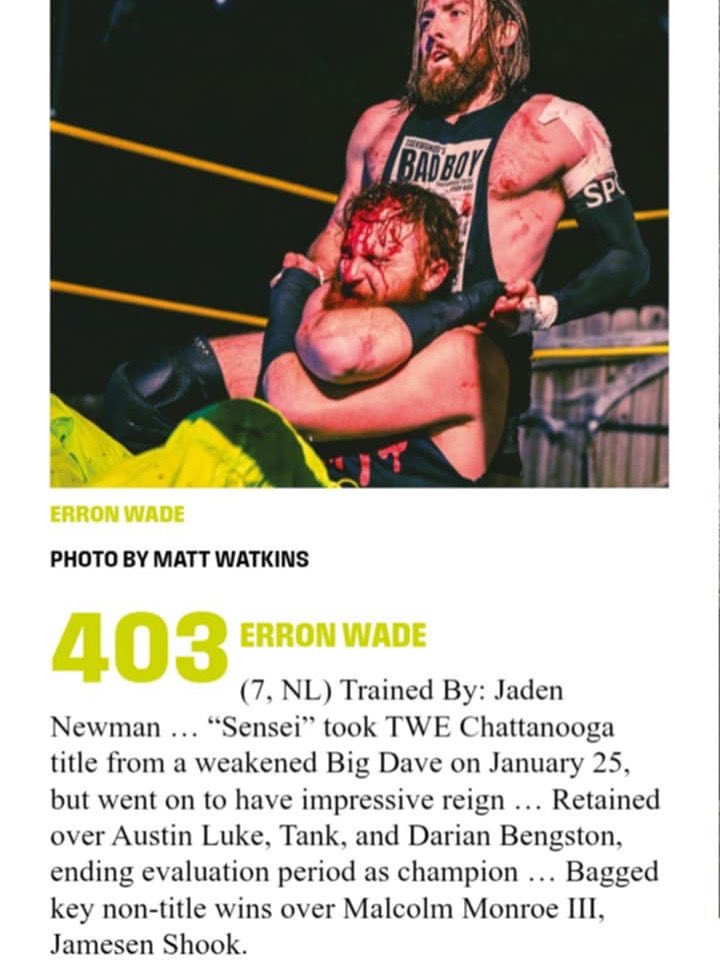 I’m super proud of the sensei I’ve be come, next year I’ll be out of the 400s, but 403 not to bad for my first ranking in the <a href="/OfficialPWI/">PWI (Pro Wrestling Illustrated)</a> top 500.