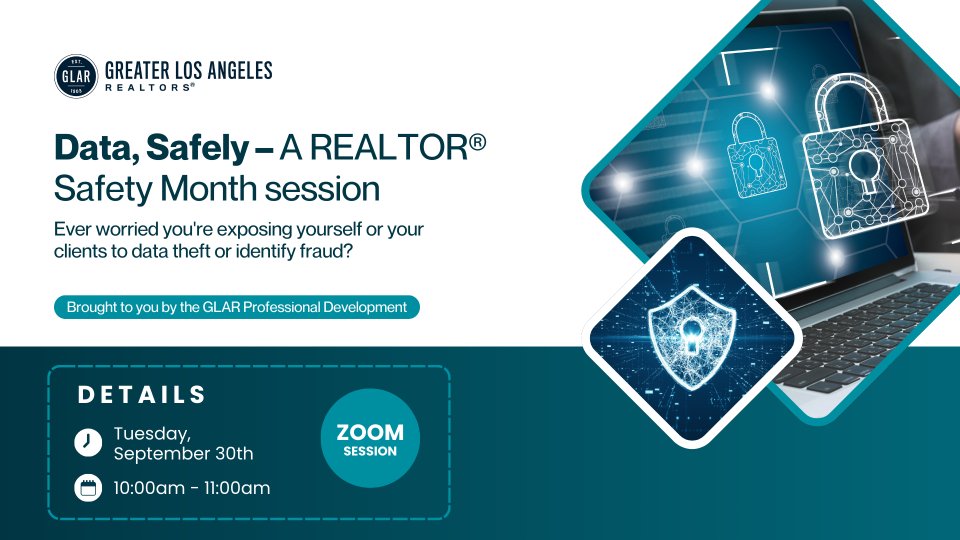 Data, Safely – A REALTOR® Safety Month session

Ever worried you're exposing yourself or your clients to data theft or identify fraud? 

By the end of this webinar, you will be able to better protect your clientele and yourself from data theft. 

greaterlarealtors.com/calendar/?even…