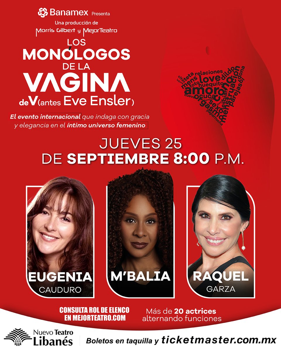mejorteatro's tweet photo. Adquiere ahora tus boletos y acompaña el jueves a #EugeniaCauduro, #Mbalia y @raquelgarzac en un viaje por el universo femenino en @MonologosvagMex 🫦.
📍 Nuevo Teatro Libanés
📆 Jueves 25 de septiembre
⏰ Función a las 8:00 p.m.
🎟️ https://t.co/D7W1aLKhz7 https://t.co/qDsIO3HxVu