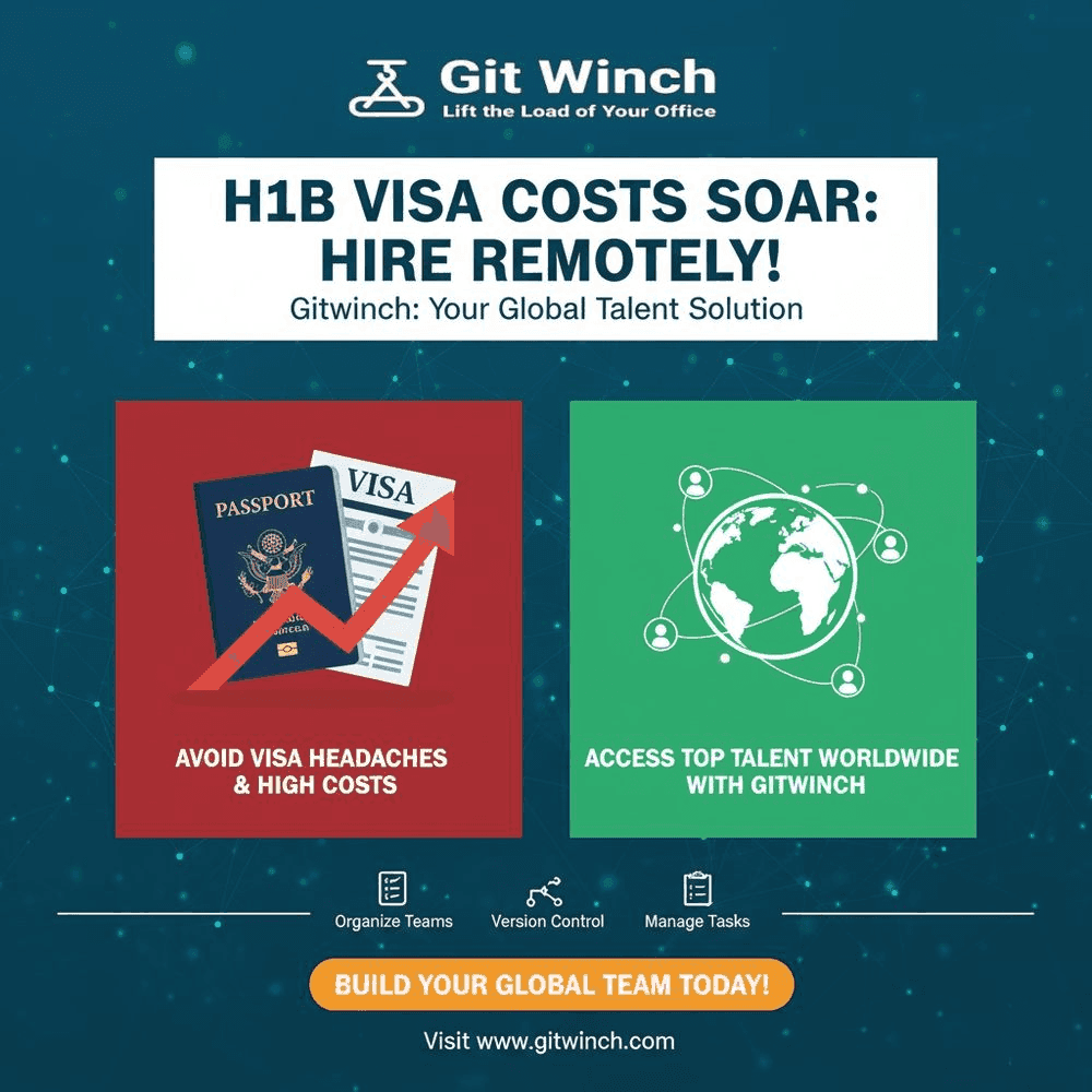Reshma_bd's tweet image. Navigating a new era of global talent?
The rising cost of H1B visas is changing how companies find talent. With Git Winch, you can work and earn from anywhere. It&apos;s time to build your career without borders. gitwinch.com #GitWinch #RemoteWork #H1B #WorkFromAnywhere