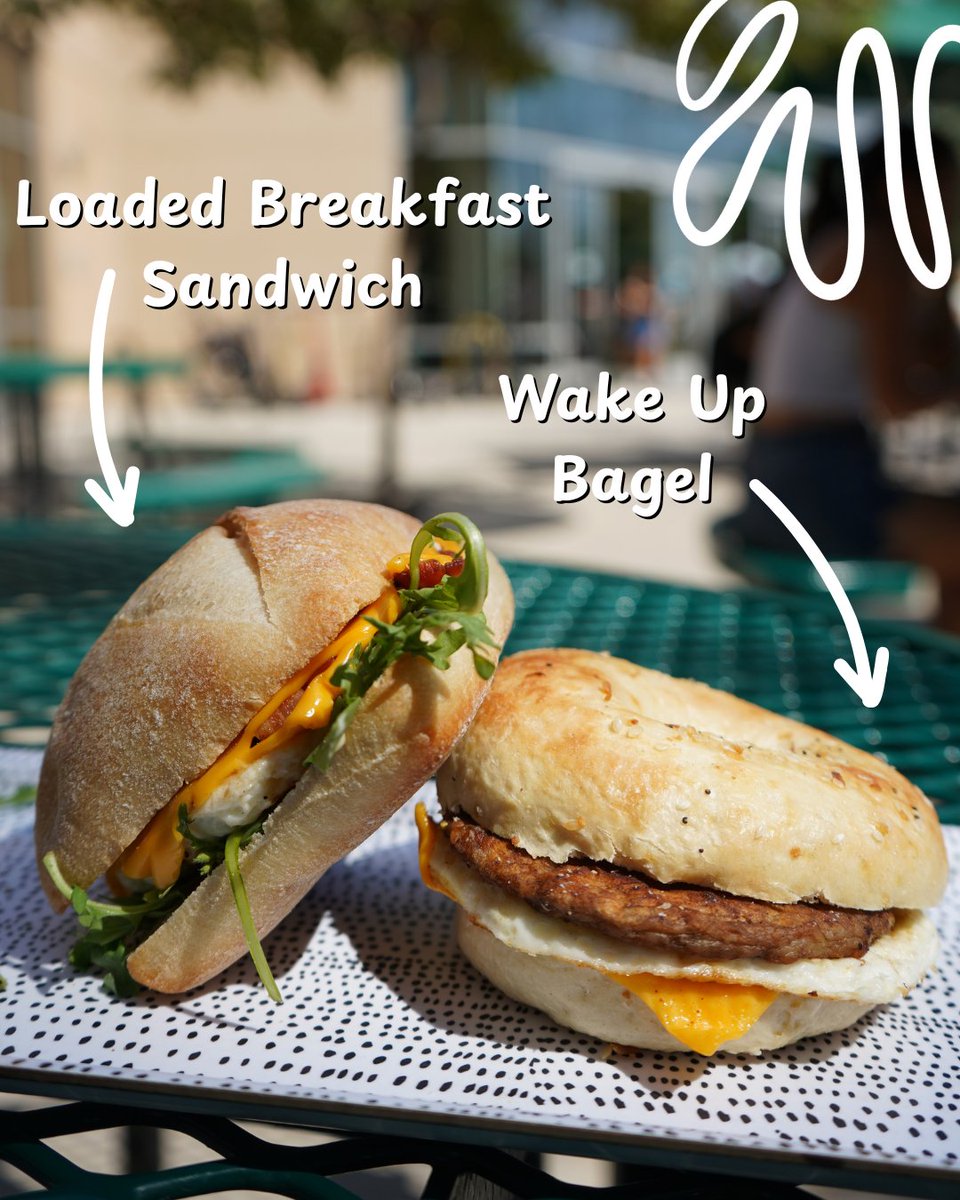cppdining's tweet image. Rise and shine, Broncos! 🌞
Enjoy Saddles’ new breakfast lineup featuring a Loaded Sandwich, Wake Up Bagel, Avocado Toast & Grilled Cheese. 🥑