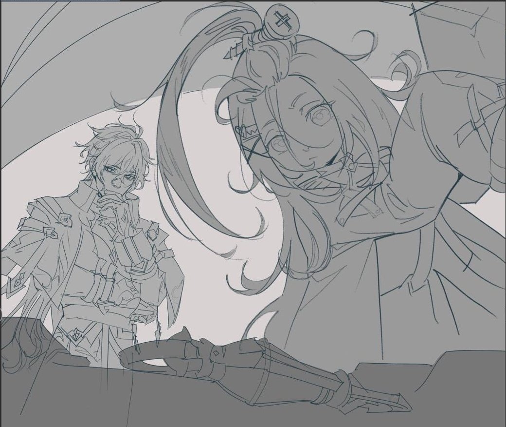 Flins waiting for Aino to fix his lantern 🌚.

#flins
#aino
#wip