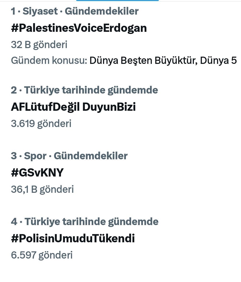 Gündemde 4. Sıradayız. . Etikete Bakıp Umutsuzluğa Kapılmak Yok. Umut Tükense de Bitmedi ! 
Hadi Rt Tuşuna Yükleniyoruz
#PolisinUmuduTükendi