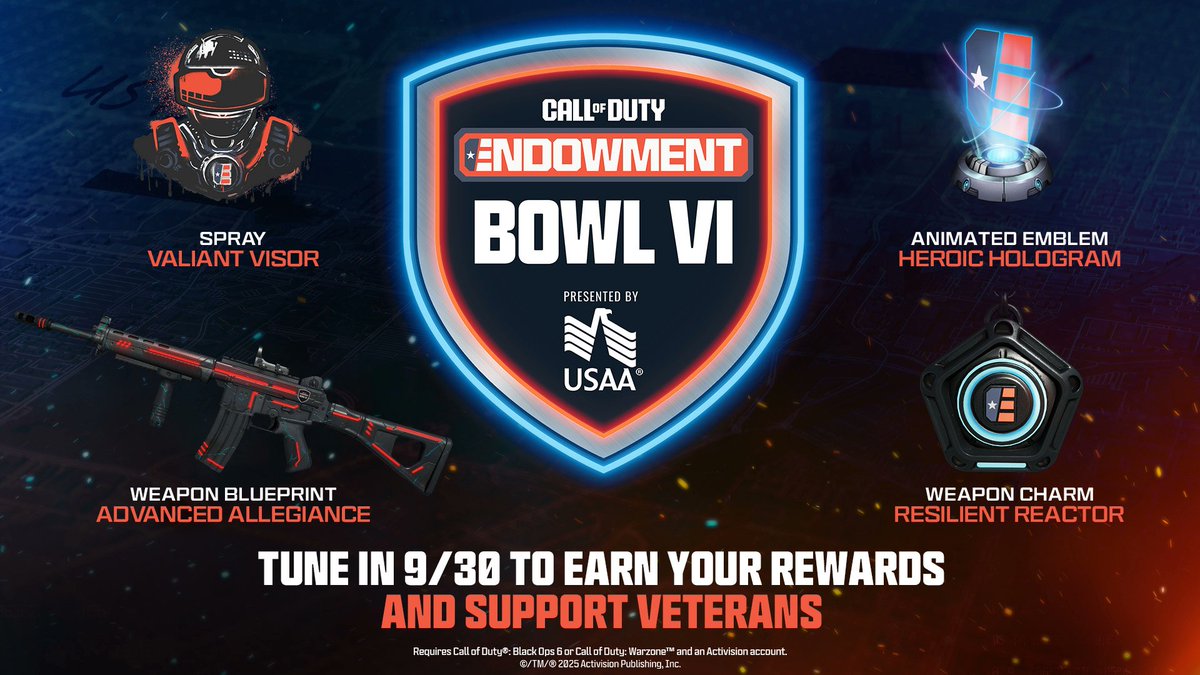 Tune in to the Call of Duty Endowment Bowl event on September 30 after Call of Duty NEXT to earn new rewards, and a chance to earn a Black Ops 7 Beta Code.