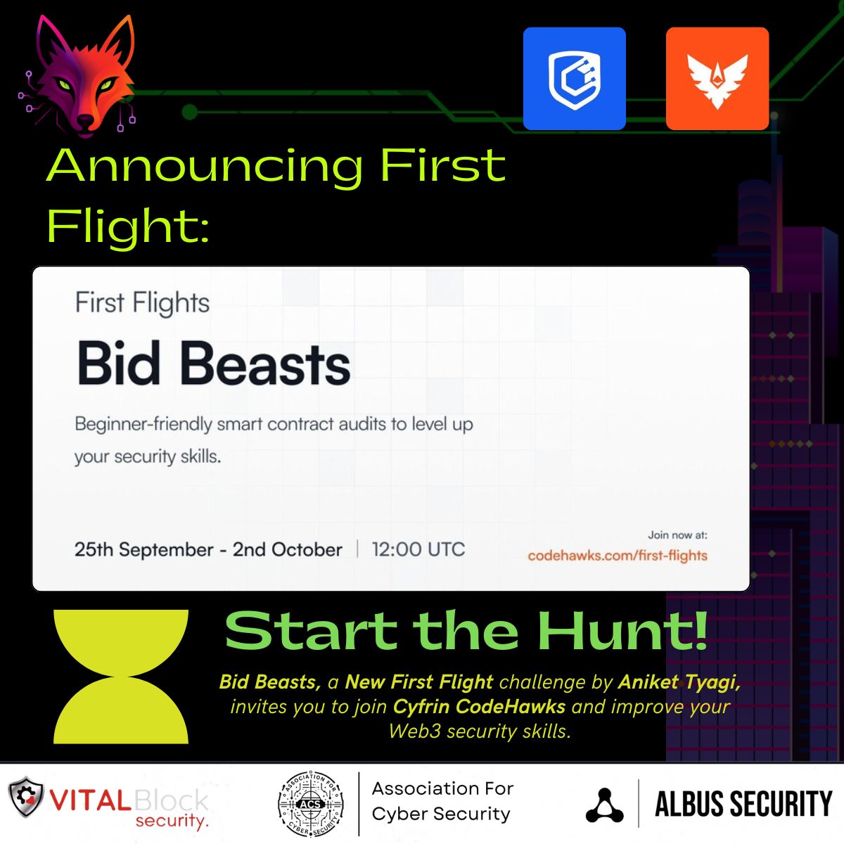 AuditX3_0's tweet photo. Join the @CodeHawks 𝐅𝐢𝐫𝐬𝐭 𝐅𝐥𝐢𝐠𝐡𝐭 – 𝐁𝐢𝐝 𝐁𝐞𝐚𝐬𝐭𝐬 𝐂𝐡𝐚𝐥𝐥𝐞𝐧𝐠𝐞! Audit a real-world logic, hunt for vulnerabilities, and build your portfolio.

Launch your security career: https://t.co/tMOPFuK1Pm

#Web3Security #SmartContractAudit https://t.co/ARE3PjGjFE